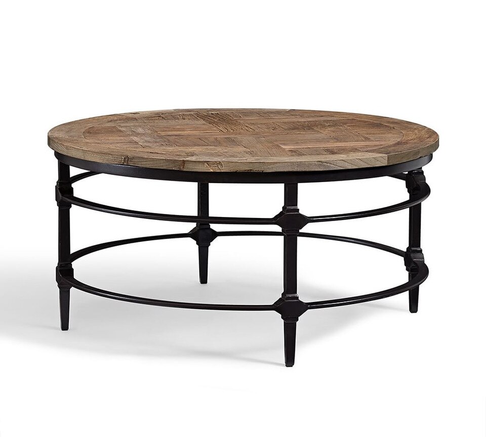 Parquet Reclaimed Wood Round Coffee Table Pottery Barn Australia